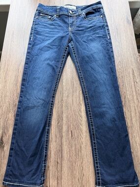 BKE Denim Jeans with White Contrast Stitching - Dark Blue